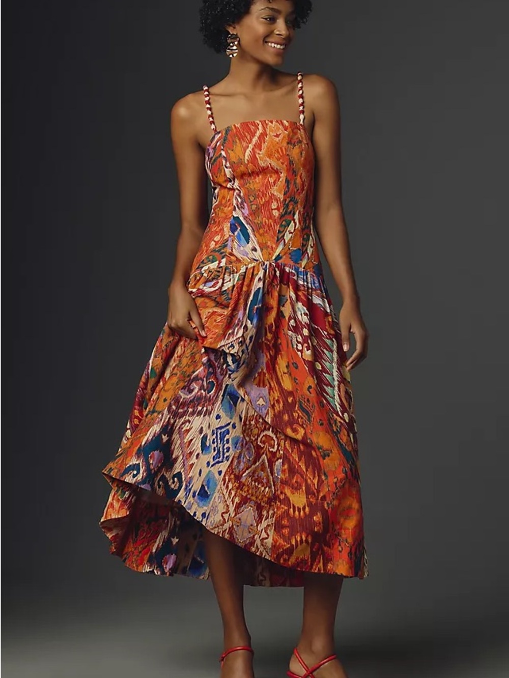 NWT Farm Rio Midi Sundress in Orange Multi